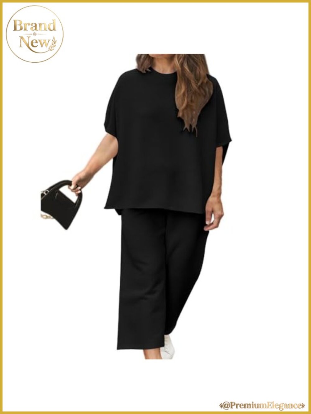 Plus Size 2 Piece Lounge Set Short Sleeve Wide Leg Crop Pants Sweatsuit